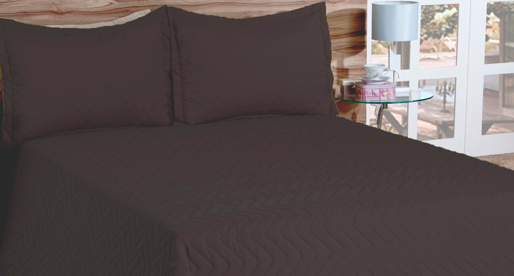 Cobre Leito Matelassado Classic Queen 03 Pçs Marrom