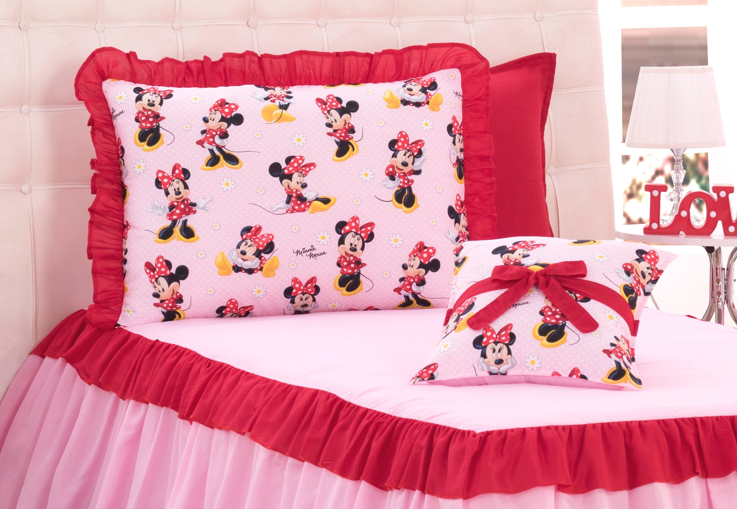 Kit Colcha Solteiro Infantil Minnie 03 Peças