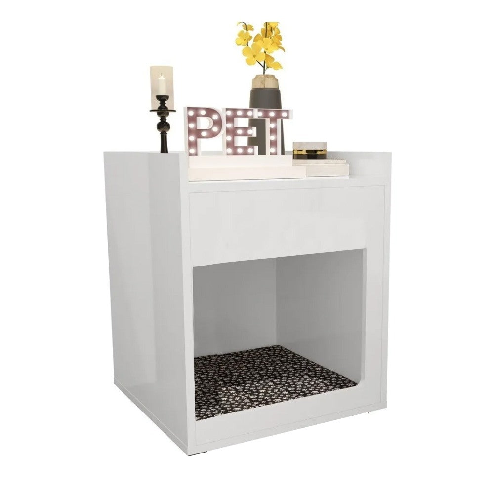 Mesa De Cabeceira/cama Pet Branco Em Mdf