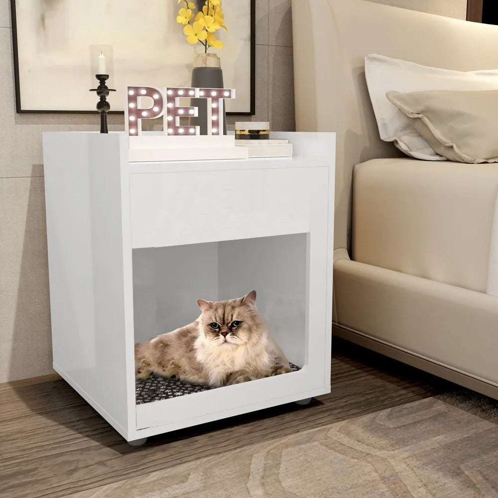 Mesa De Cabeceira/cama Pet Branco Em Mdf