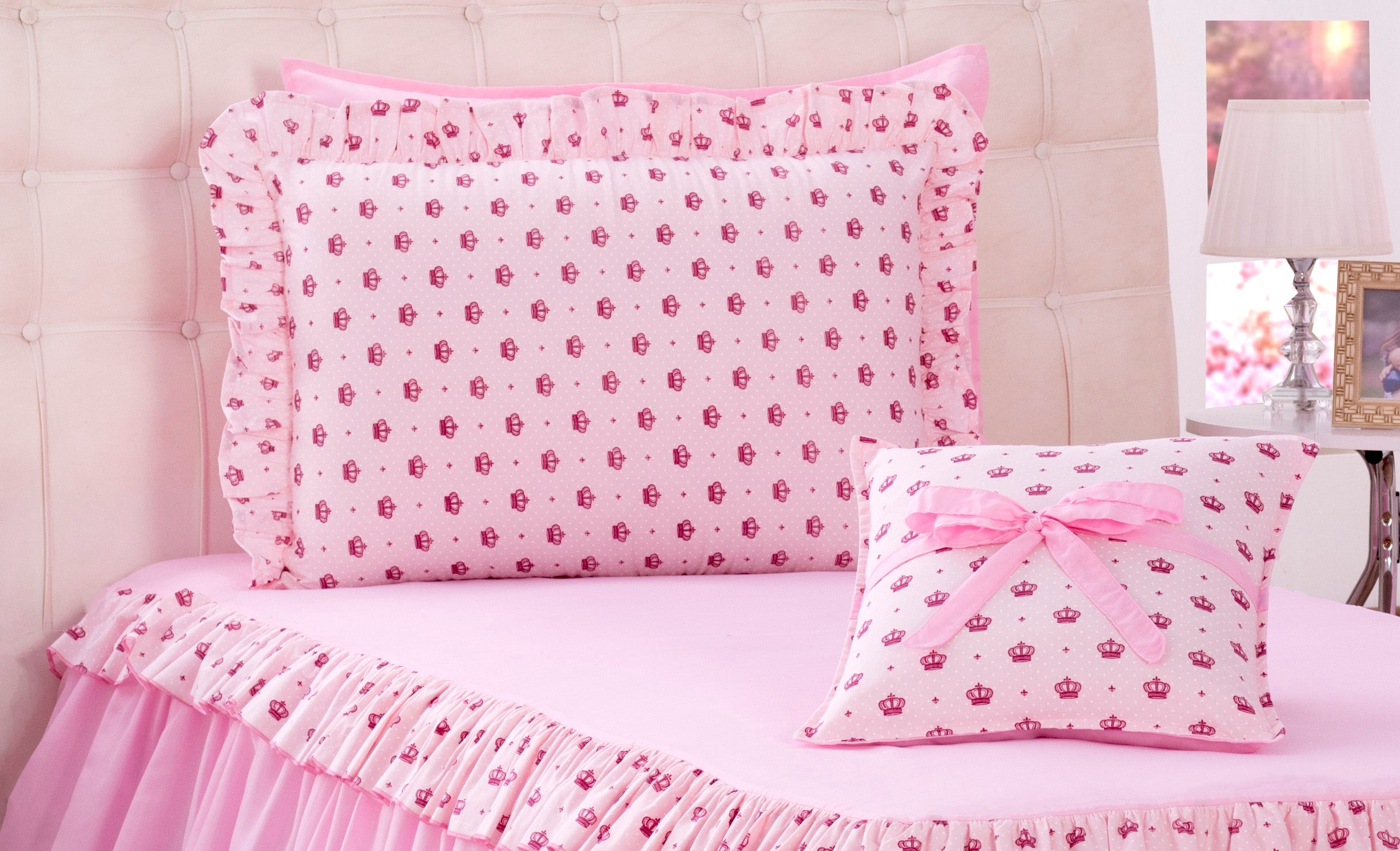 Kit Colcha Solteiro Infantil Princesa Rosa 03 Peças