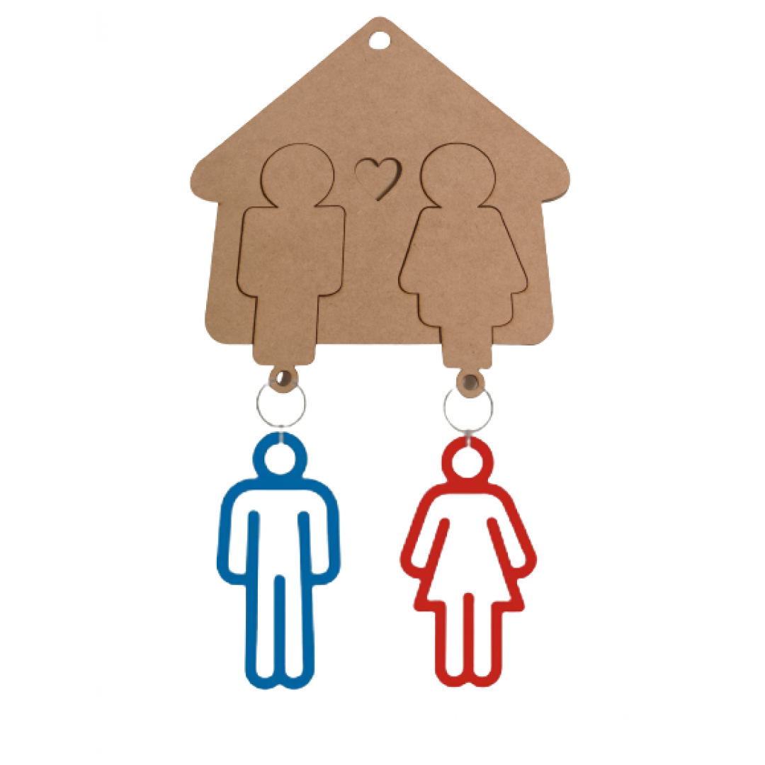Porta Chaves Modular Casal Com 2 Chaves Em Mdf Natural