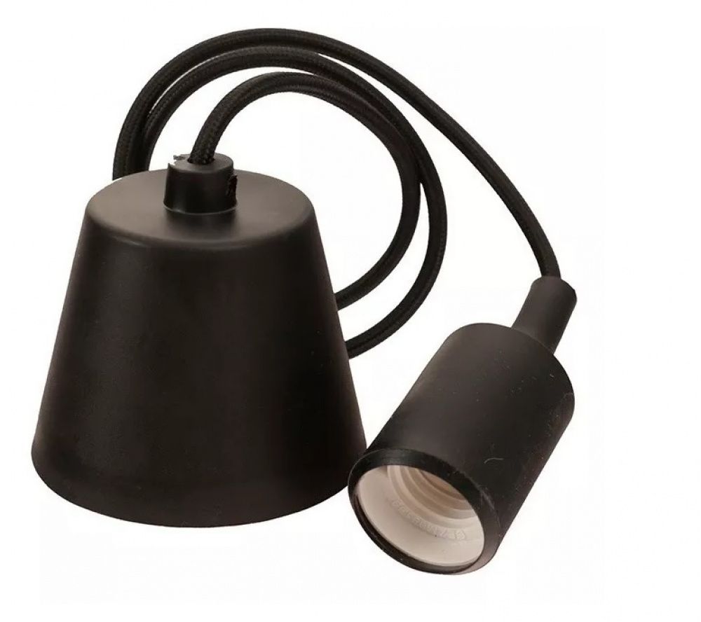 Candeeiro Suspenso Preto Silicone Loja Bar Cafeteria E27