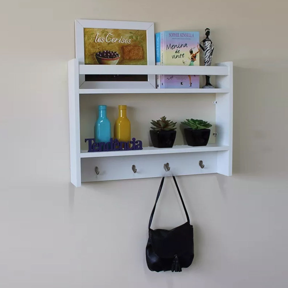 Porta Chave Organizador Branco Em Mdf