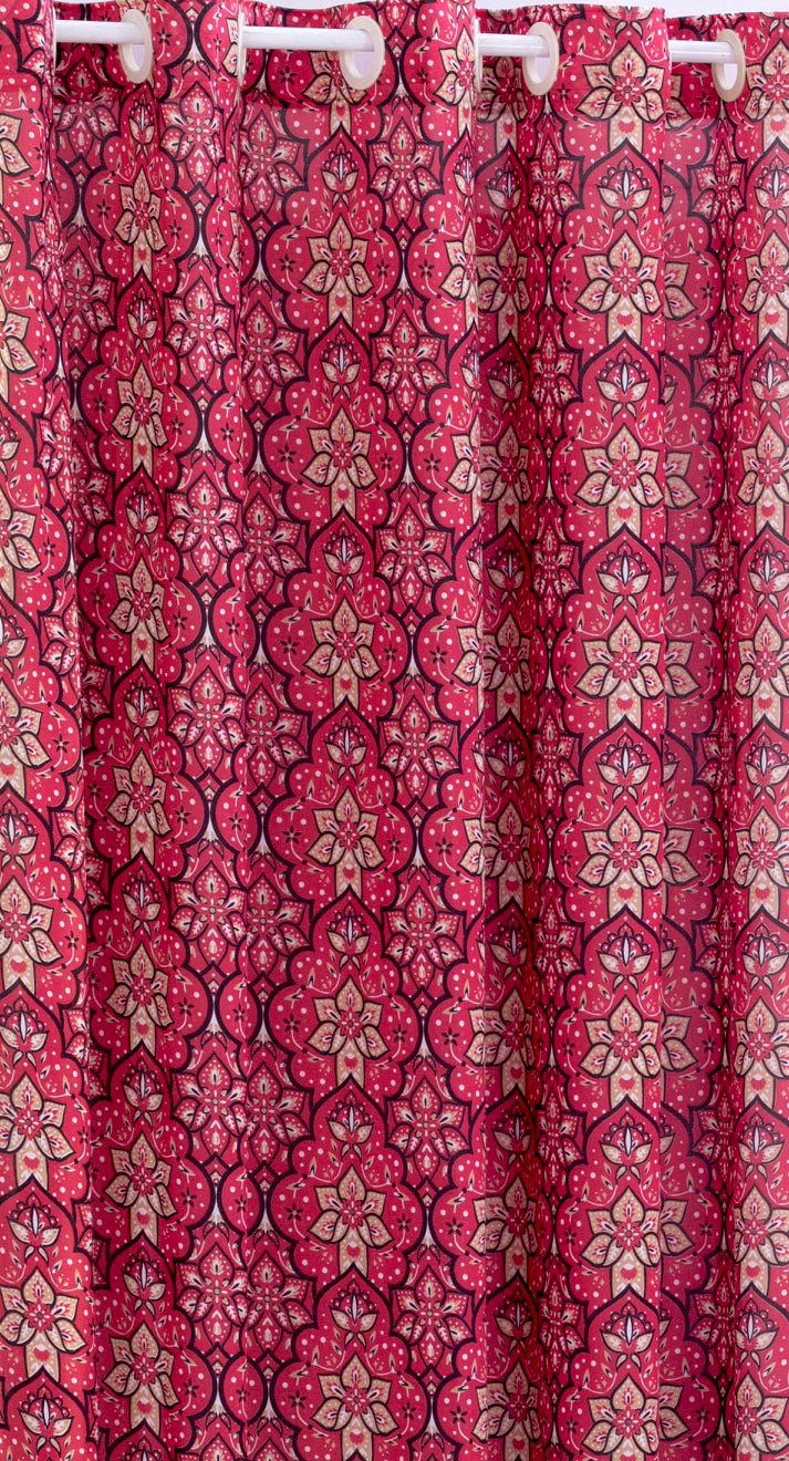 Cortina De Malha Estampada 2,00 Metros Vermelho