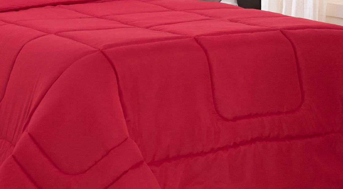 Kit De Edredon E Jogo De Cama Angelo Queen Size 05 Peças Vermelho - Deccoralle
