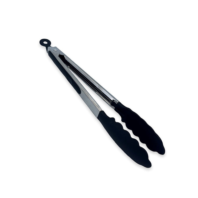 Pinça Pegador Culinário Silicone 30 Cm Multiuso Inox Fritura - Preto