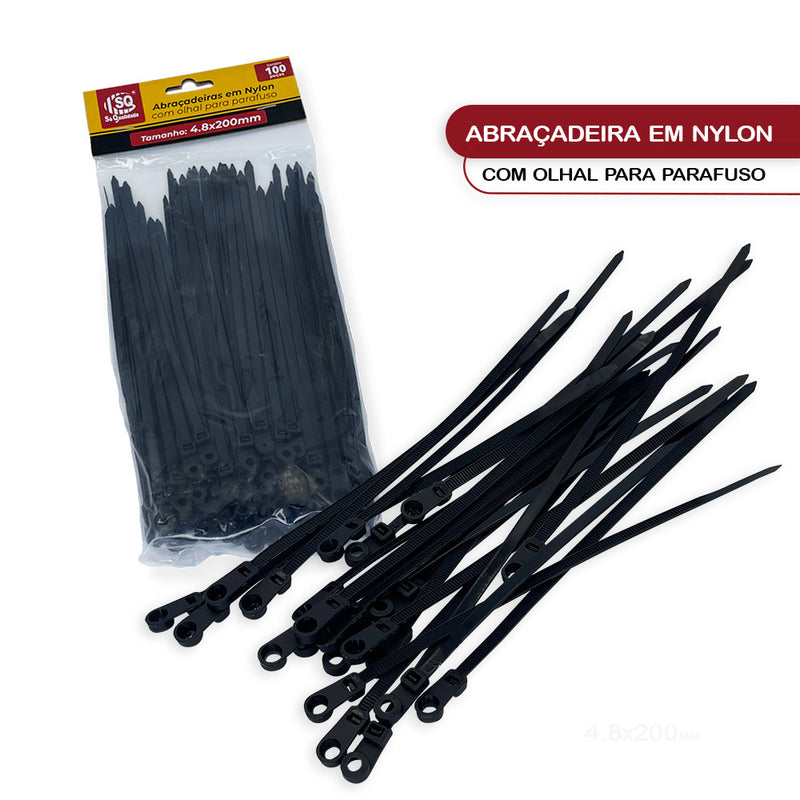 Cinta Plástica Fita Braçadeira Nylon Enforca Gato 4,8mmx20cm 100 Unidades