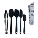 Conjunto De Espátulas E Pegador Em Silicone Unyhome 5 Peças - PRETO