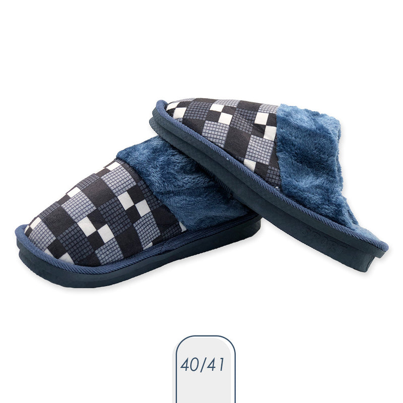 Pantufa Masculina Xadrez Azul 40/41