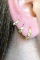 Trio De Argolinhas Com Zirconia Banhado Em Ouro 18k Cor:dourado