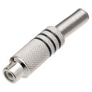 PLUG ESPECIAL JACK RCA FEMEA METÁLICO NÍQUEL PRETO COM MOLA - PC / 10