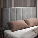Cabeceira Casal Suede Almofadada Conforto Cinza