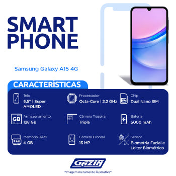 Celular Samsung Galaxy A15 4g 128gb Sm-a155m/ds - Sm-a155mzkrzto