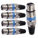Conector Xlr Femea Linha Azul Corpo Metalico Storm 05 Unidades