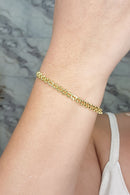 Pulseira Com Fecho Regulável E Corrente Trabalhada Banhado Em Ouro 18k Cor:dourado