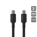 Cabo Usb Tipo-c P/ Usb Tipo-c 2.0 - Preto - 3m - Nylon - Pucc2-3p