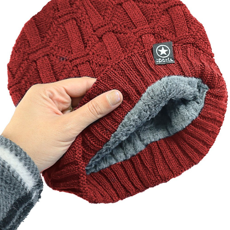 Kit Gorro de Frio e Cachecol Estilo Gola - Vinho