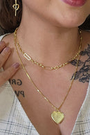 Colar Duplo Com Coração Banhado Em Ouro 18k Cor:dourado