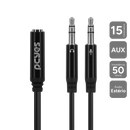 Cabo Adaptador Y P3 Fêmea Para P2 Macho - Preto - 15cm - P3y-15
