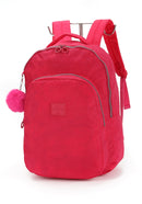 Mochila De Costas Escolar Pink Up4you Com Chaveiro Pompom