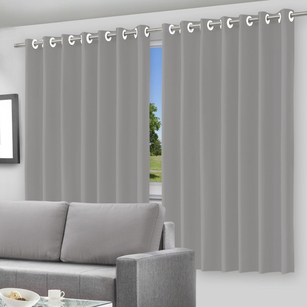 Cortina Blackout Pelicula C/Ilhos Cinza 280x140