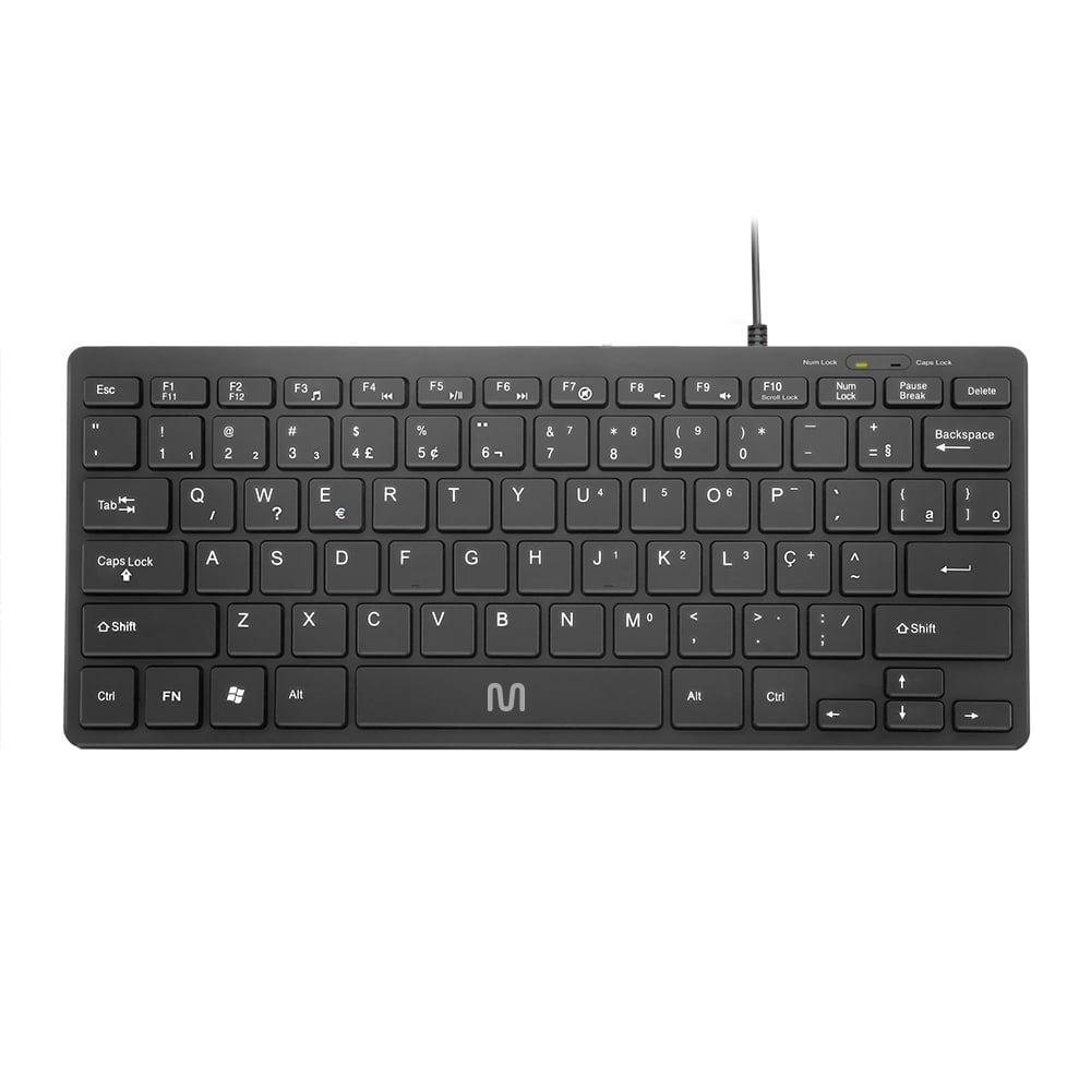 Teclado Com Fio Mini Multimídia Conexão Usb Cabo De 150cm Teclas Chocolate Preto - Tc154
