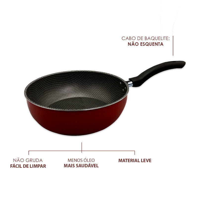 Frigideira Wok 24cm - Vermelha