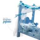 Berço de Boneca com Colchão com Mosqueteiro Azul