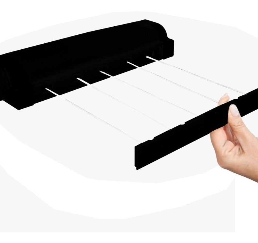 Varal Retratil Parede Automatico 5 Cordas Pratico - PRETO