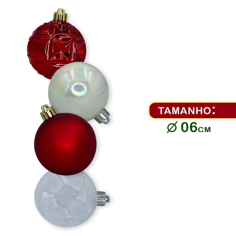 Kit 30 Bolinhas De Natal Enfeite Natalino Vermelho 6cm