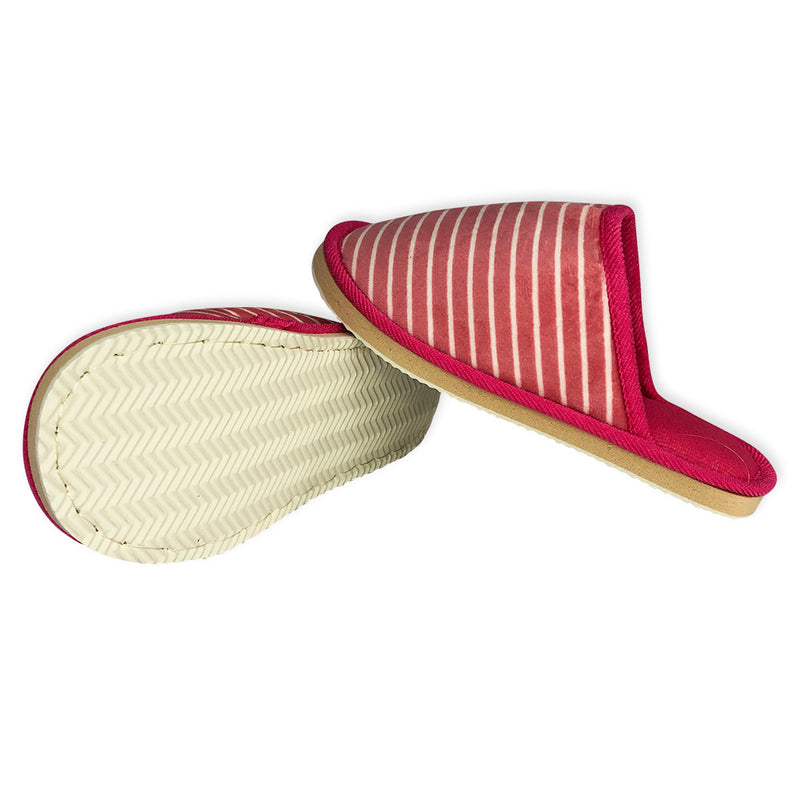 Pantufa Feminina com Listras Pink 36/37