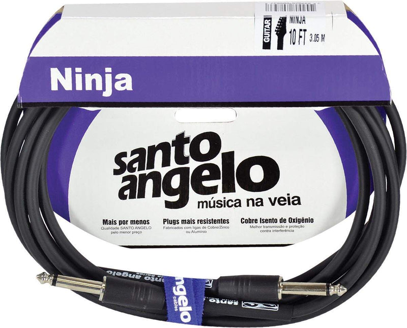 Cabo De Guitarra Ninja Cable 0,20 Mm Conector P10/p10 10ft 3,05 Metros Preto