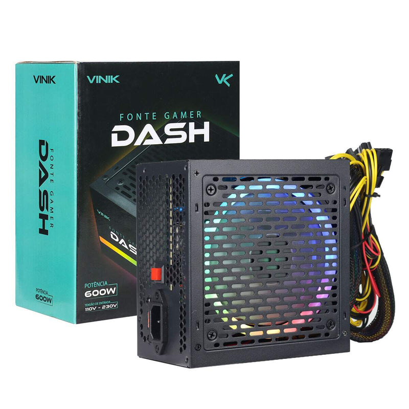 Fonte Gamer Dash 600w Preto Com Fan Led Rgb - Vfg600wpr