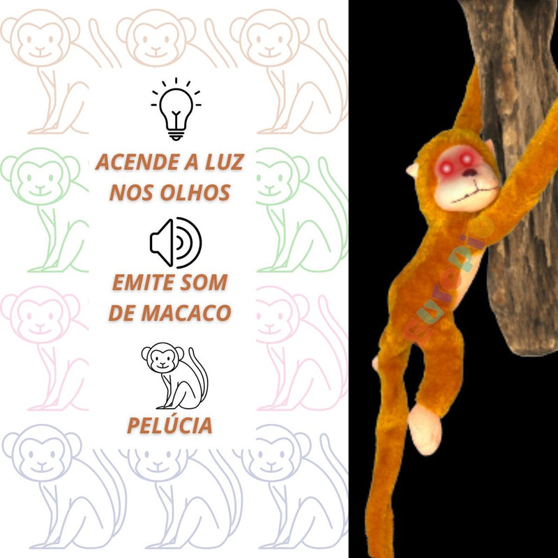 Macaco Braço Longo Macaquinho De Pelúcia Com Som E Luz