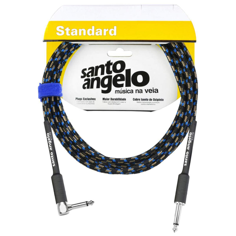 Cabo De Guitarra Angel Tx 0,30mm Conector P10/p10 90º 10ft 3,05 Metros Textil