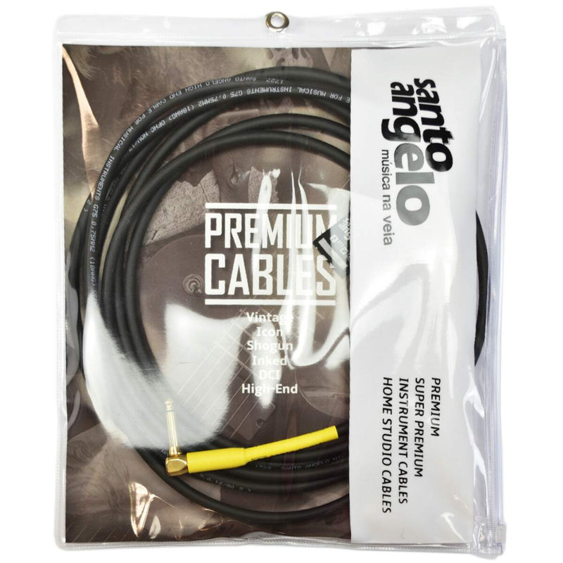 Cabo De Guitarra Shogun 0,75mm Conector Em Ouro P10/p10 90º 20ft 6,10 Metros Preto