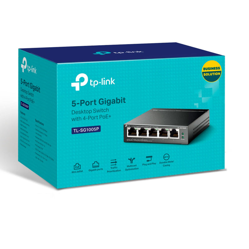 Switch Gigabit 10/100/1000 De Mesa C/ 5 Portas (4 Poe) Tl-sg1005p Smb