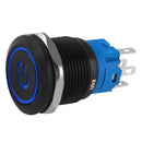 Botão On Off 19mm Preta 220v 3a Com Led Azul 12v Storm