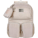Mochila Trendy Bege Com Bolsa Chaveiro E Porta-notebook