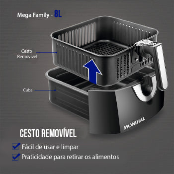 Fritadeira Air Fryer Mondial Mega Family 8l 1900w  - 5993-02