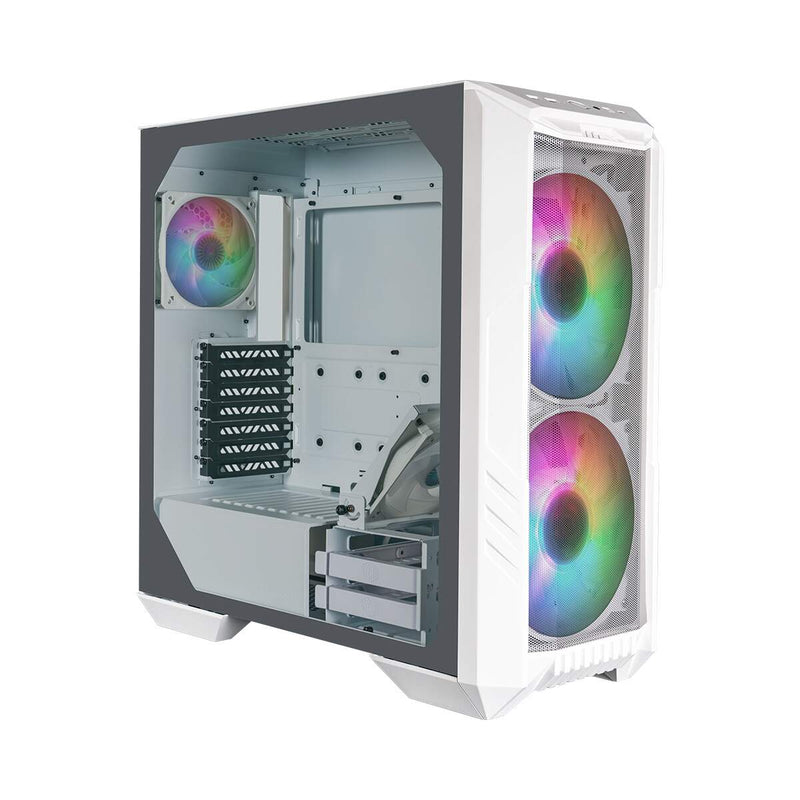 Gabinete Cooler Master Haf 500 Lateral Vidro Temperado - 2 Fans Argb 200mm Led Argb - Branco - H500-wgnn-s00