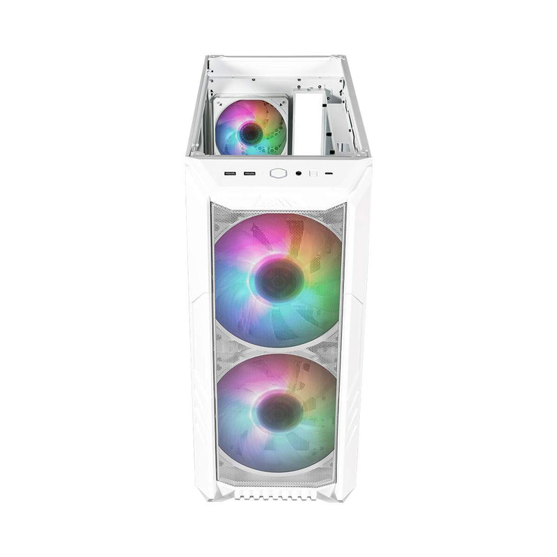 Gabinete Cooler Master Haf 500 Lateral Vidro Temperado - 2 Fans Argb 200mm Led Argb - Branco - H500-wgnn-s00