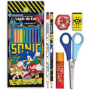 Kit Escolar Sonic Com 7 Peças Em Blister
