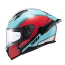 Capacete Texx Fecha Raptor Hornet Azu Verm Branc Bril 60