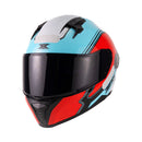 Capacete Texx Fecha Raptor Hornet Azu Verm Branc Bril 64