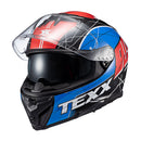 Capacete Texx Fecha Kaiman Vector Azu Verm Pret Branc Bril 60