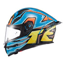 Capacete Texx Fecha Raptor Arcade Azu Verm Amare Bril 56