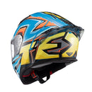 Capacete Texx Fecha Raptor Arcade Azu Verm Amare Bril 56