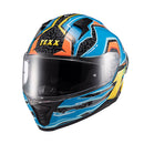 Capacete Texx Fecha Raptor Arcade Azu Verm Amare Bril 56